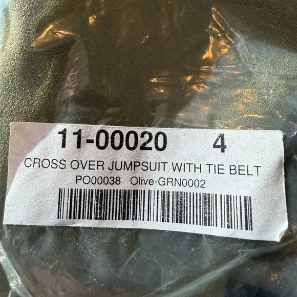 SONCY CROSS OVER JUMPSUIT WITH BELT Olive Green Size 26 NWT SONCY Vanity Size 4 - Picture 10 of 12